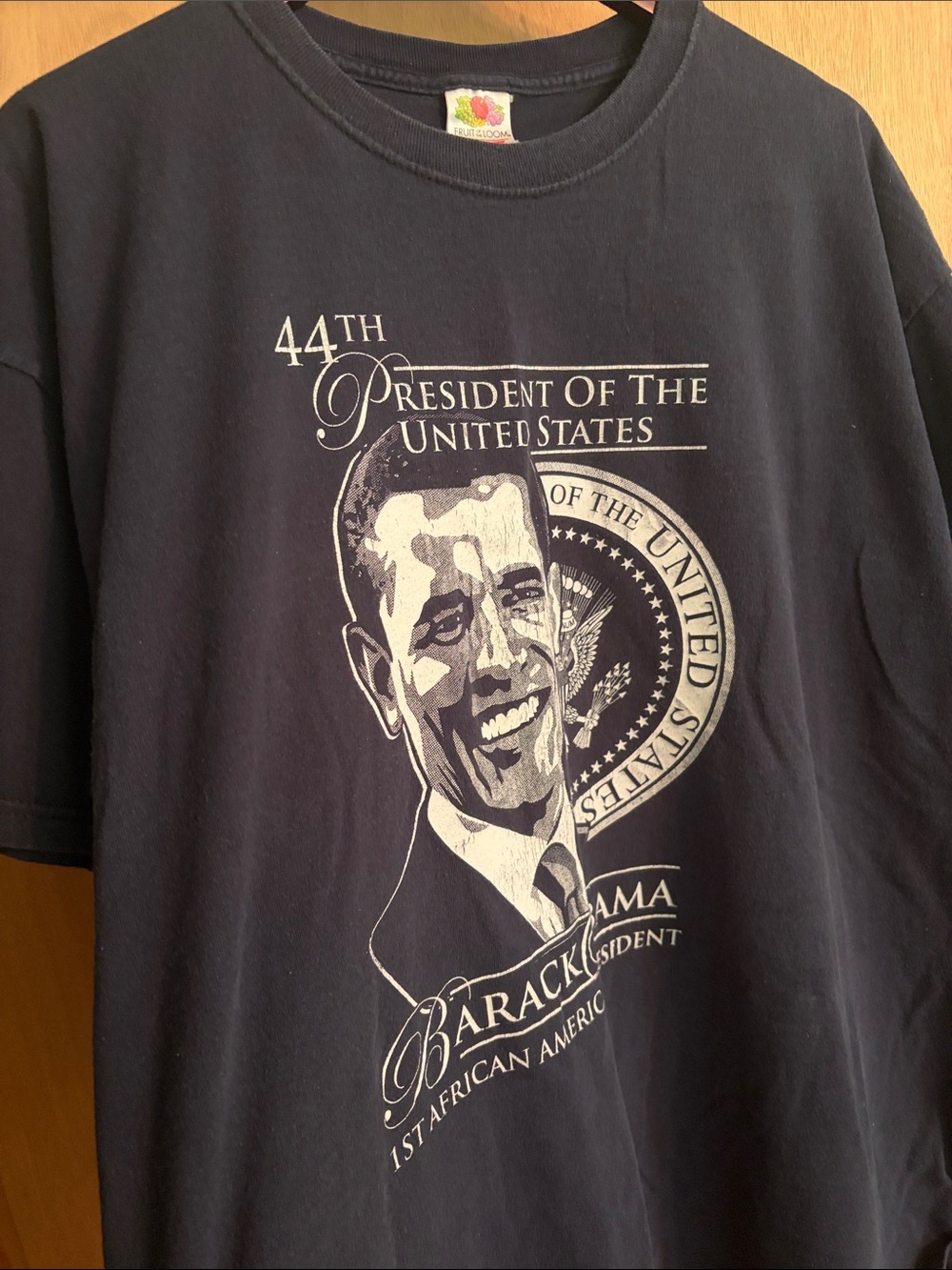 Fruit of the Loom Heavy Barack Obama 44thPresident 1st African American Tee 2XL